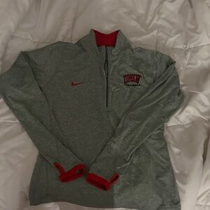 Nike gray and Red Quarter-Zip Pullover
